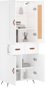 vidaXL Witrynka, biała, 69,5x34x180 cm, materiał drewnopochodny 3