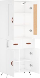 vidaXL Witrynka, biała, 69,5x34x180 cm, materiał drewnopochodny 4