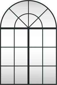 vidaXL Lustro ścienne, czarne, 60x90 cm, zakończone łukiem, żelazo 3