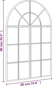 vidaXL Lustro ścienne, czarne, 60x90 cm, zakończone łukiem, żelazo 7