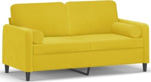 vidaXL 2-osobowa sofa z poduszkami, żółta, 140 cm, aksamit 2