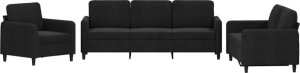 vidaXL 3-częściowy komplet wypoczynkowy, czarny, obity aksamitem 2