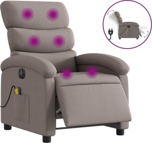 vidaXL Rozkładany fotel masujący, elektryczny, kolor taupe, tkanina 2