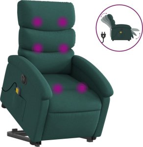 vidaXL Podnoszony fotel masujący, elektryczny, rozkładany, zielony 2