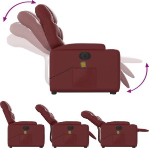 vidaXL Rozkładany fotel pionizujący z masażem, elektryczny, bordowy 6
