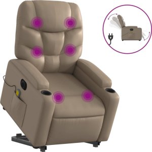 vidaXL Rozkładany fotel pionizujący z masażem, elektryczny, cappuccino 2