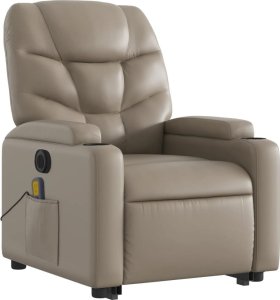 vidaXL Rozkładany fotel pionizujący z masażem, elektryczny, cappuccino 3