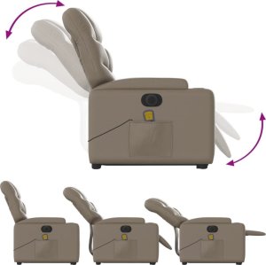 vidaXL Rozkładany fotel pionizujący z masażem, elektryczny, cappuccino 6