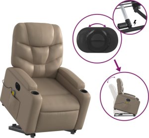 vidaXL Rozkładany fotel pionizujący z masażem, elektryczny, cappuccino 10
