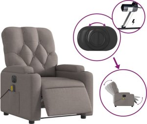 vidaXL Rozkładany fotel masujący, elektryczny, kolor taupe, tkanina 5
