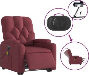 vidaXL Podnoszony fotel masujący, elektryczny, rozkładany, czerwony 5