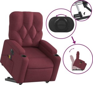 vidaXL Podnoszony fotel masujący, elektryczny, rozkładany, czerwony 10
