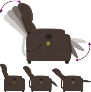vidaXL Rozkładany fotel elektryczny, masujący, brązowy, mikrofibra 6
