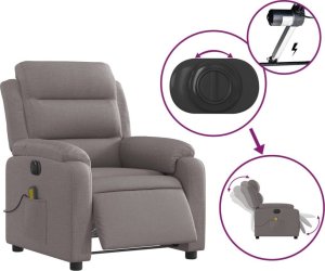 vidaXL Rozkładany fotel masujący, elektryczny, kolor taupe, tkanina 5