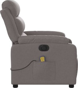 vidaXL Rozkładany fotel masujący, elektryczny, kolor taupe, tkanina 9