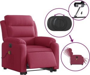 vidaXL Podnoszony fotel masujący, elektryczny rozkładany, kolor wina 5