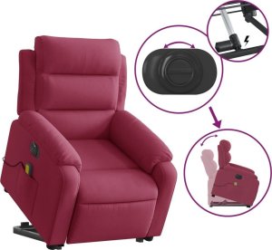 vidaXL Podnoszony fotel masujący, elektryczny rozkładany, kolor wina 10