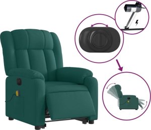 vidaXL Podnoszony fotel masujący, elektryczny, rozkładany, zielony 5