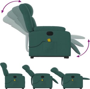 vidaXL Podnoszony fotel masujący, elektryczny, rozkładany, zielony 6
