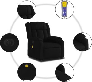 vidaXL Podnoszony fotel masujący, elektryczny, rozkładany, czarny 7