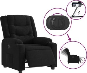 vidaXL Elektryczny fotel rozkładany, czarny, obity tkaniną 6