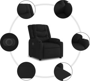 vidaXL Elektryczny fotel rozkładany, czarny, obity tkaniną 8