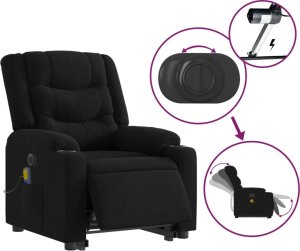 vidaXL Podnoszony fotel masujący, elektryczny, rozkładany, czarny 6