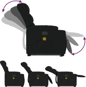 vidaXL Podnoszony fotel masujący, elektryczny, rozkładany, czarny 7