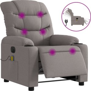 vidaXL Rozkładany fotel masujący, elektryczny, kolor taupe, tkanina 2