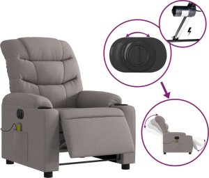 vidaXL Rozkładany fotel masujący, elektryczny, kolor taupe, tkanina 6