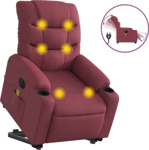 vidaXL Podnoszony fotel masujący, elektryczny, rozkładany, czerwony 2