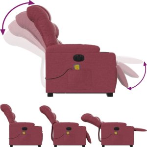 vidaXL Podnoszony fotel masujący, elektryczny, rozkładany, czerwony 6