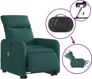 vidaXL Podnoszony fotel masujący, elektryczny, rozkładany, zielony 5