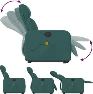vidaXL Podnoszony fotel masujący, elektryczny, rozkładany, zielony 6