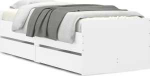 vidaXL Rama łóżka z szufladami, biała, 100x200 cm 2