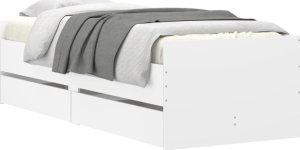 vidaXL Rama łóżka z szufladami, biała, 100x200 cm 3