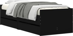 vidaXL Rama łóżka z szufladami, czarna, 75x190 cm 3