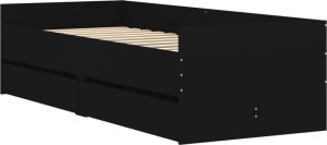 vidaXL Rama łóżka z szufladami, czarna, 75x190 cm 4