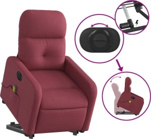 vidaXL Podnoszony fotel masujący, elektryczny, rozkładany, czerwony 10