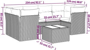 vidaXL 7-częściowy zestaw wypoczynkowy do ogrodu, z poduszkami, czarny 3