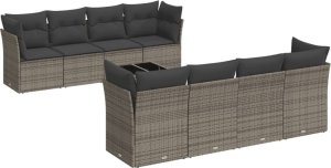 vidaXL 9-częściowy zestaw mebli ogrodowych z poduszkami, szary, polirattan 2