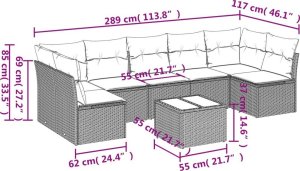 vidaXL 8-częściowy zestaw wypoczynkowy do ogrodu, z poduszkami, czarny 3