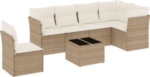 vidaXL 7-częściowy zestaw wypoczynkowy do ogrodu, z poduszkami, beżowy 2