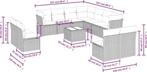 vidaXL 12-częściowy zestaw mebli do ogrodu, z poduszkami, czarny, polirattan 3