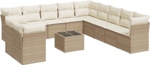 vidaXL 12-częściowy zestaw mebli ogrodowych z poduszkami, beżowy, polirattan 2