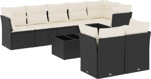 vidaXL 9-częściowy zestaw wypoczynkowy do ogrodu, z poduszkami, czarny 2