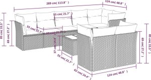 vidaXL 9-częściowy zestaw wypoczynkowy do ogrodu, z poduszkami, czarny 7