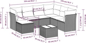 vidaXL 8-częściowy zestaw mebli ogrodowych z poduszkami, szary, polirattan 3