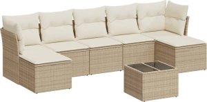 vidaXL 8-częściowy zestaw mebli ogrodowych z poduszkami, beżowy, polirattan 2