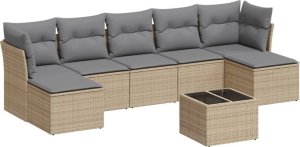 vidaXL 8-częsciowy zestaw mebli ogrodowych z poduszkami, beżowy, polirattan 2